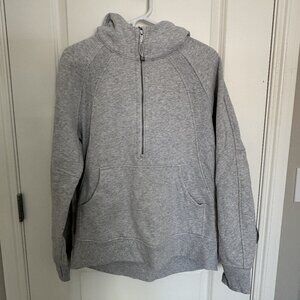Scuba Oversized Half-Zip Hoodie Long in Heathered Core Ultra Light Grey